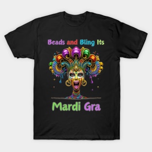 "Retro Rhythms of Mardi Gras: Beads Fusion" - Cajun Party New Orleans T-Shirt